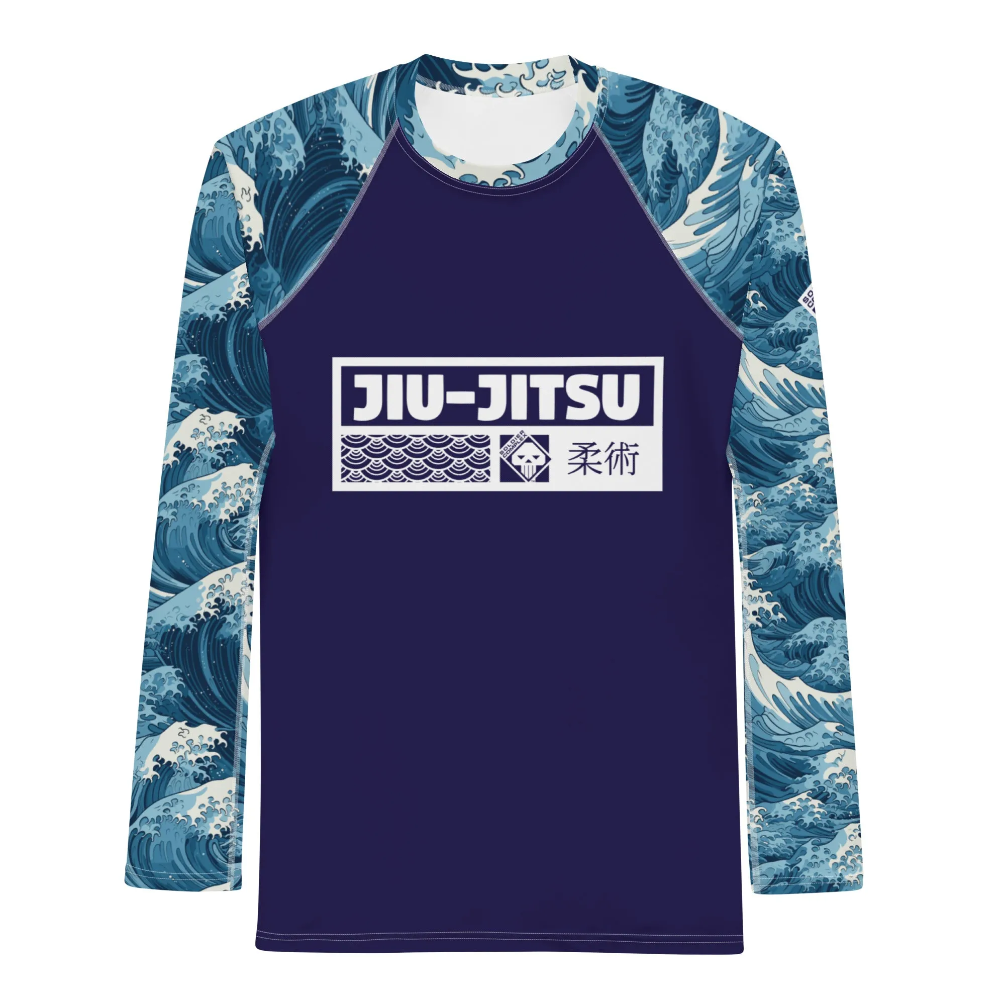 Mens Long Sleeve BJJ Rash Guard - Jiu-Jitsu 020 - The Great Wave Off Kanagawa 001