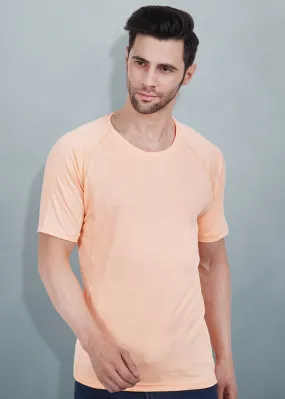 Mens Sweat in Style Round Neck Raglan sleeve T-shirt - Peach Orange