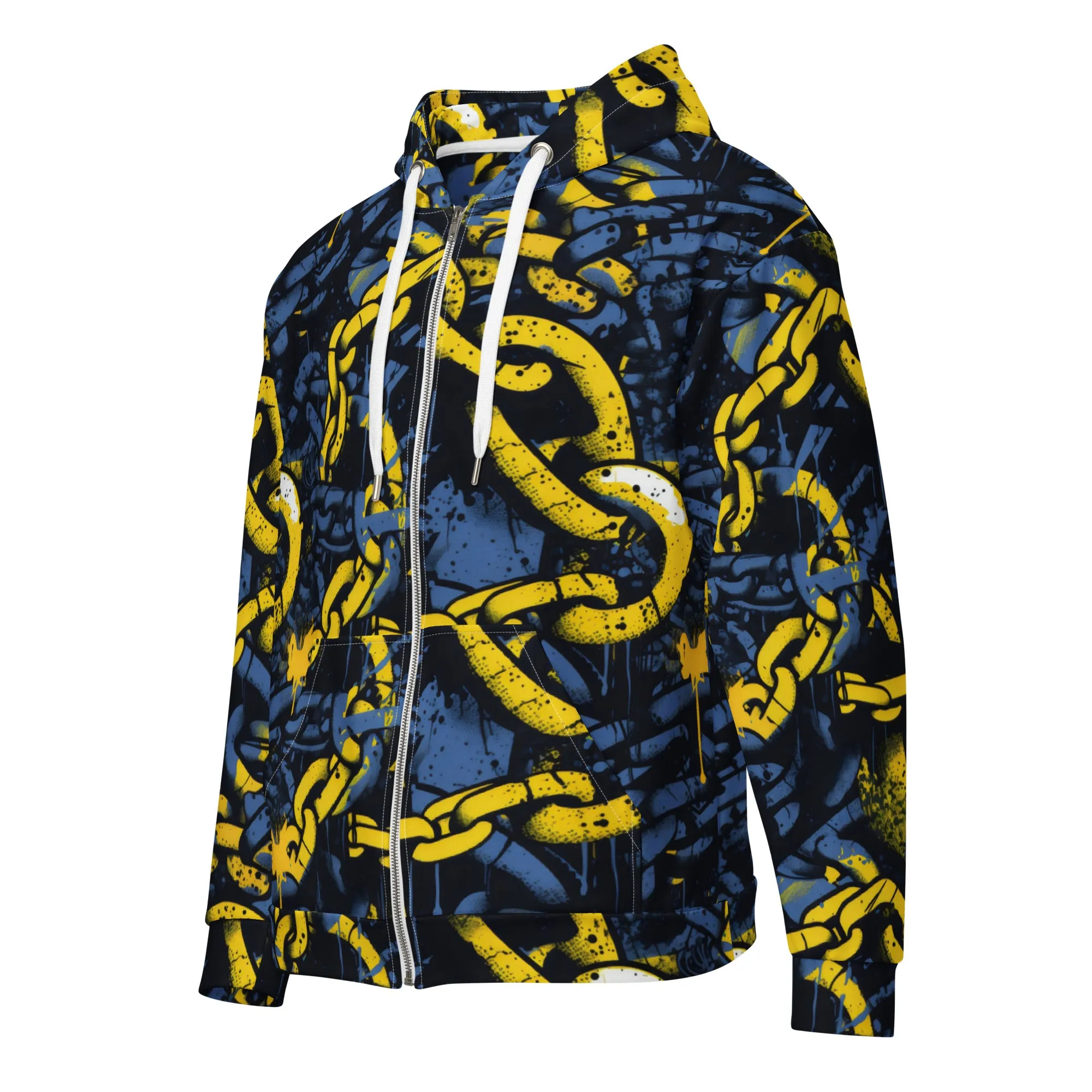 Mens Zip Hoodie - Golden Chains 002