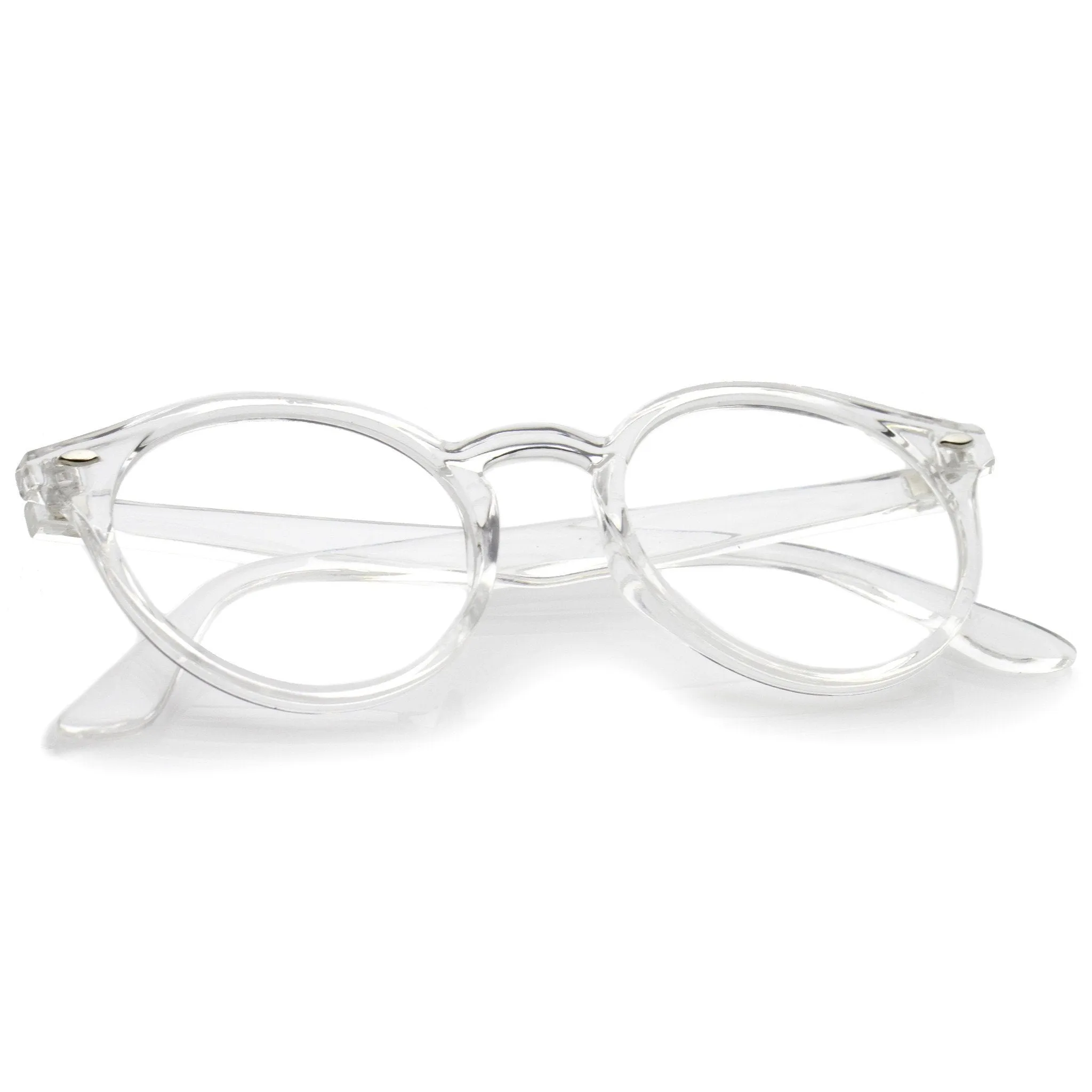 Modern Round Dapper Transparent Clear Lens Glasses