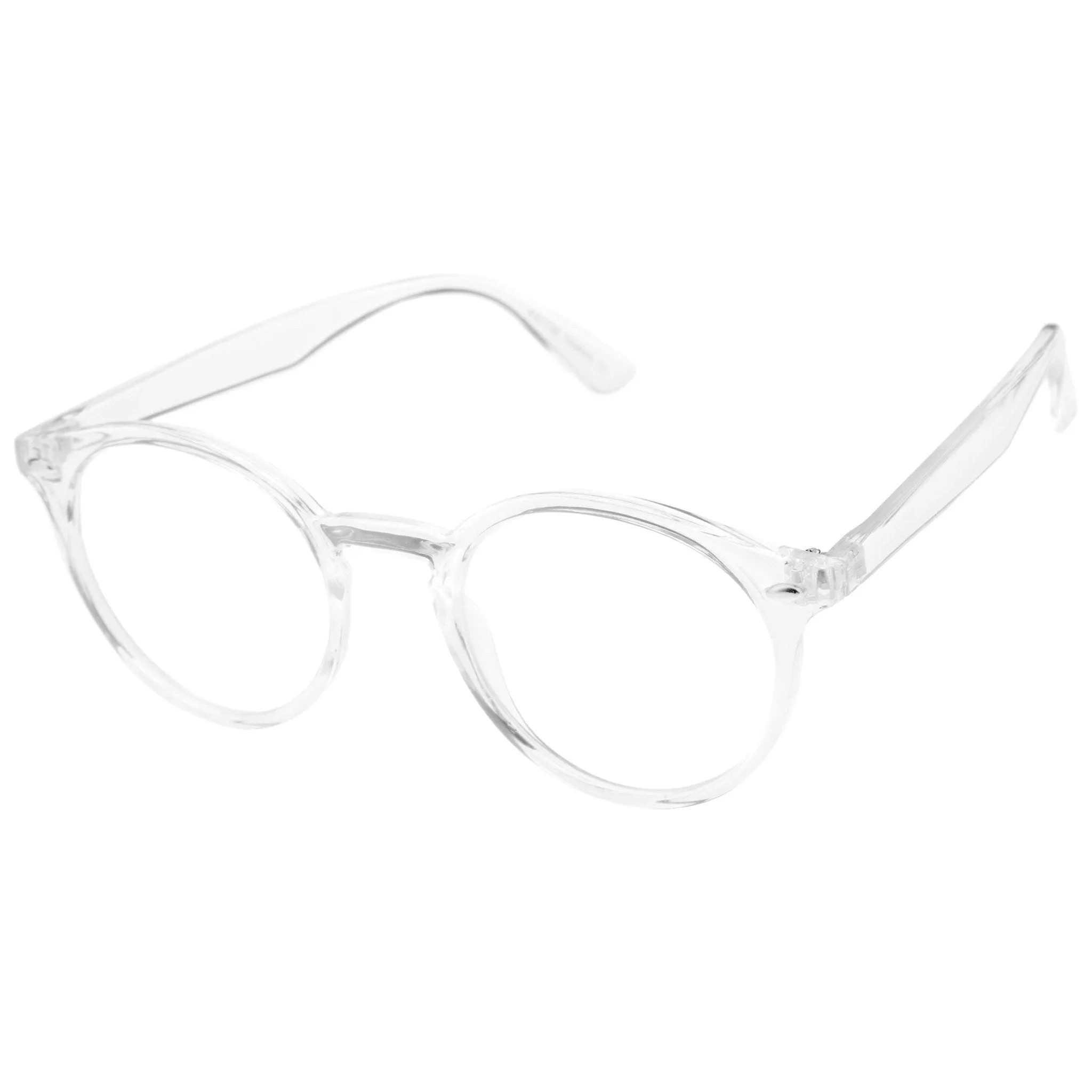 Modern Round Dapper Transparent Clear Lens Glasses