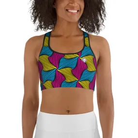 Moisture Wicking Sports Bra Ankara Wax Print 001