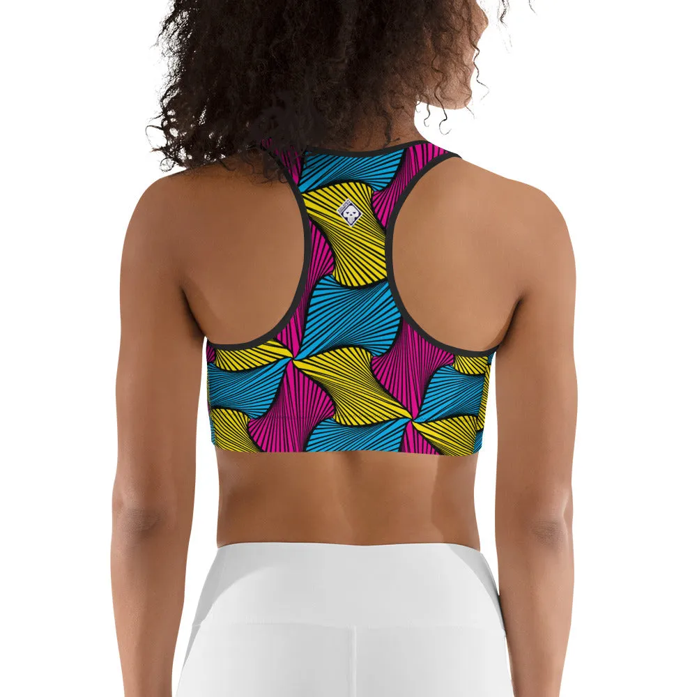 Moisture Wicking Sports Bra Ankara Wax Print 001