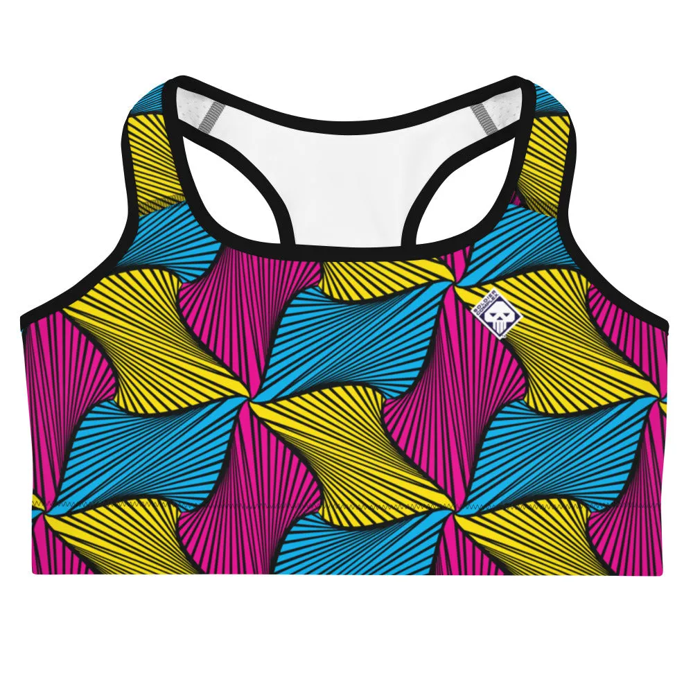 Moisture Wicking Sports Bra Ankara Wax Print 001