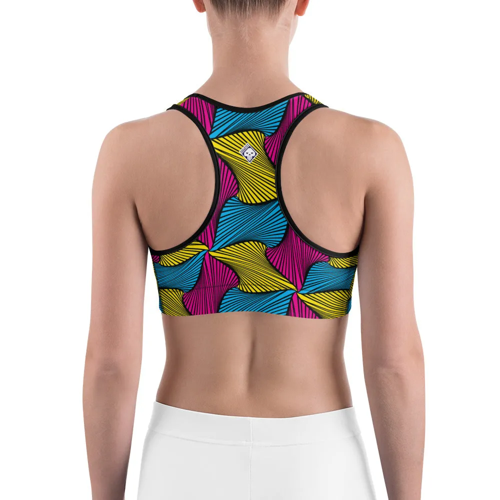 Moisture Wicking Sports Bra Ankara Wax Print 001