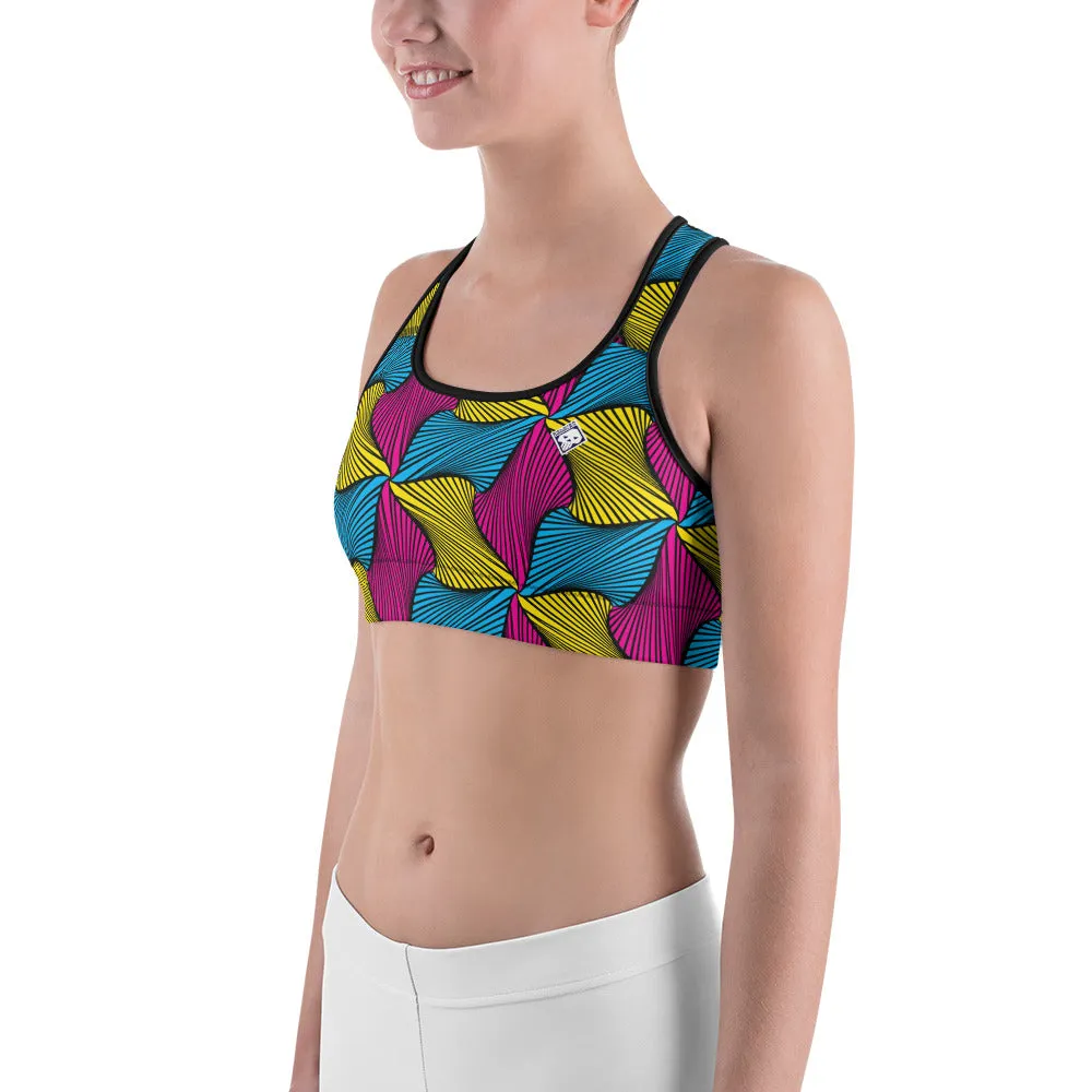 Moisture Wicking Sports Bra Ankara Wax Print 001