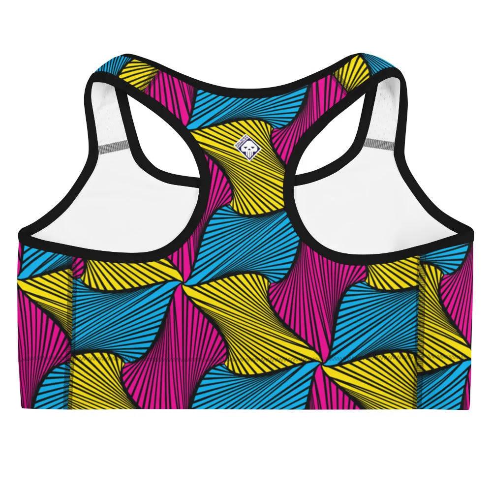 Moisture Wicking Sports Bra Ankara Wax Print 001