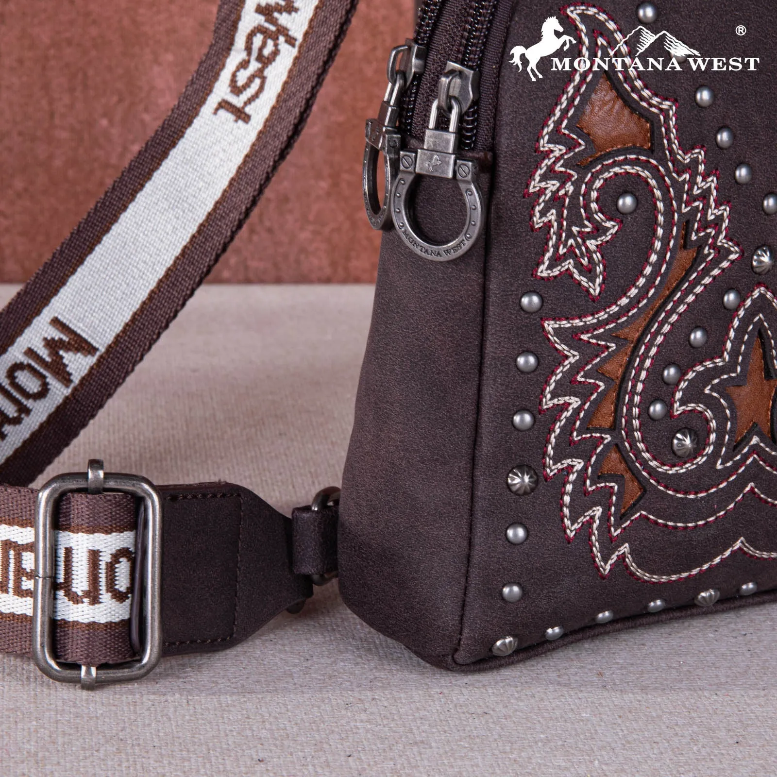 Montana West Embroidered Cut-out Boot Scroll Sling Bag