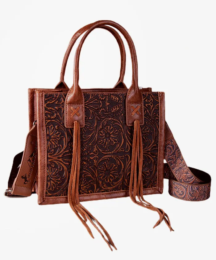 Montana West Fringe Tooled Tote Bag