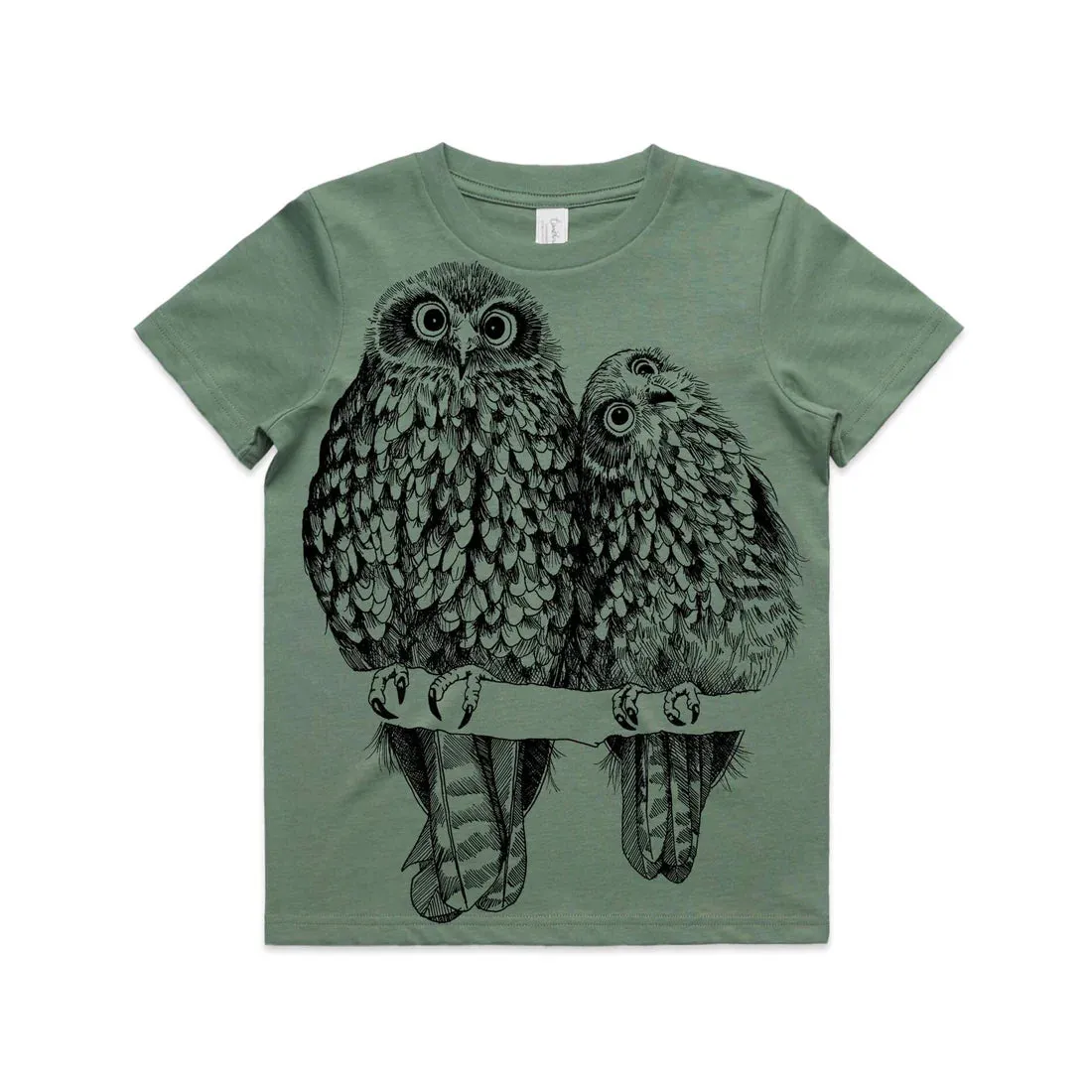 Morepork/Ruru Tee - SAGE (6 - 14 years)