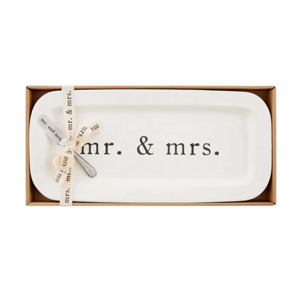 Mud Pie Mr. & Mrs. Ceramic Tray Set