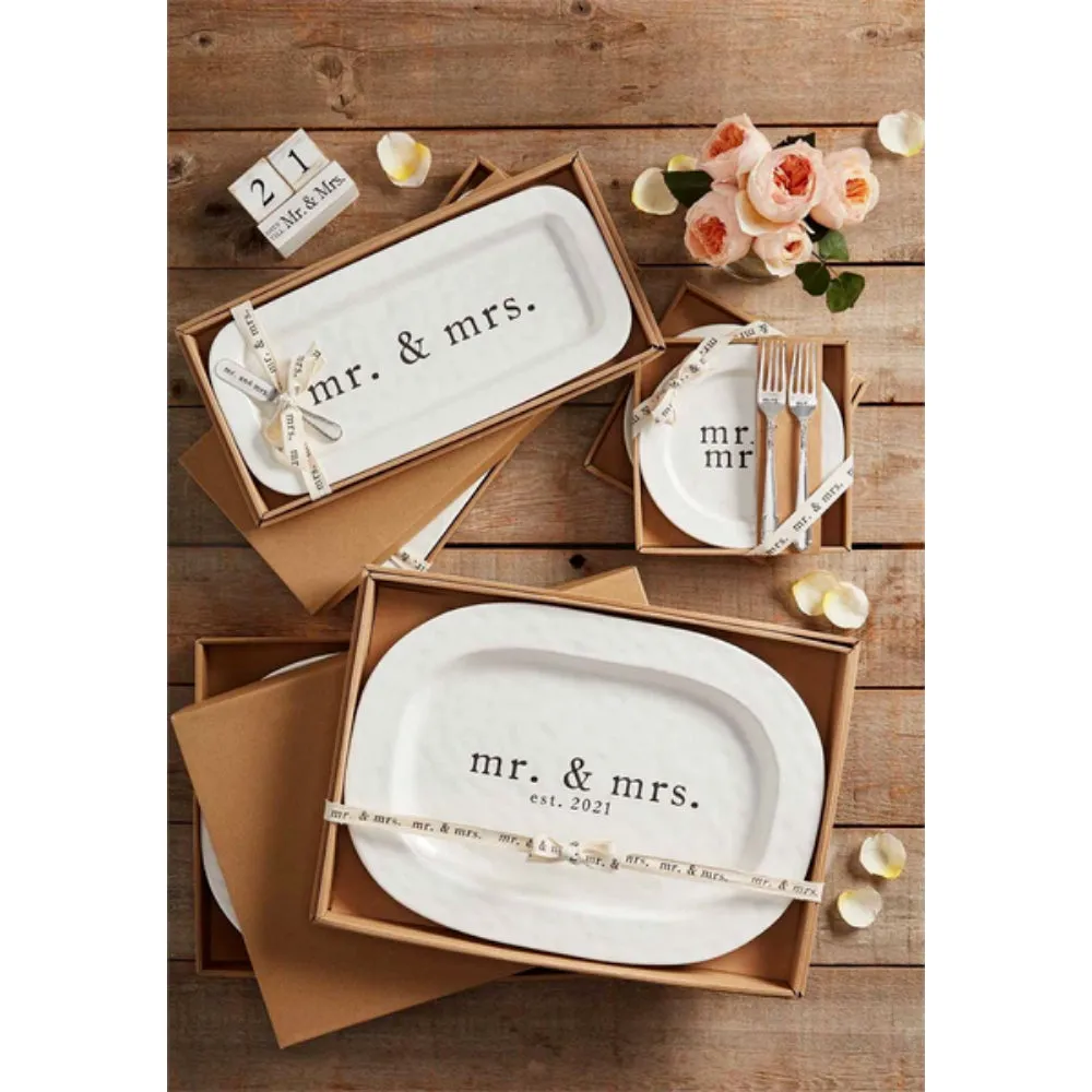 Mud Pie Mr. & Mrs. Ceramic Tray Set