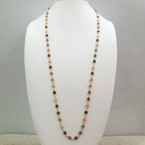 Multi-Color Agate Druzy Geode Jeweled Chain Necklace