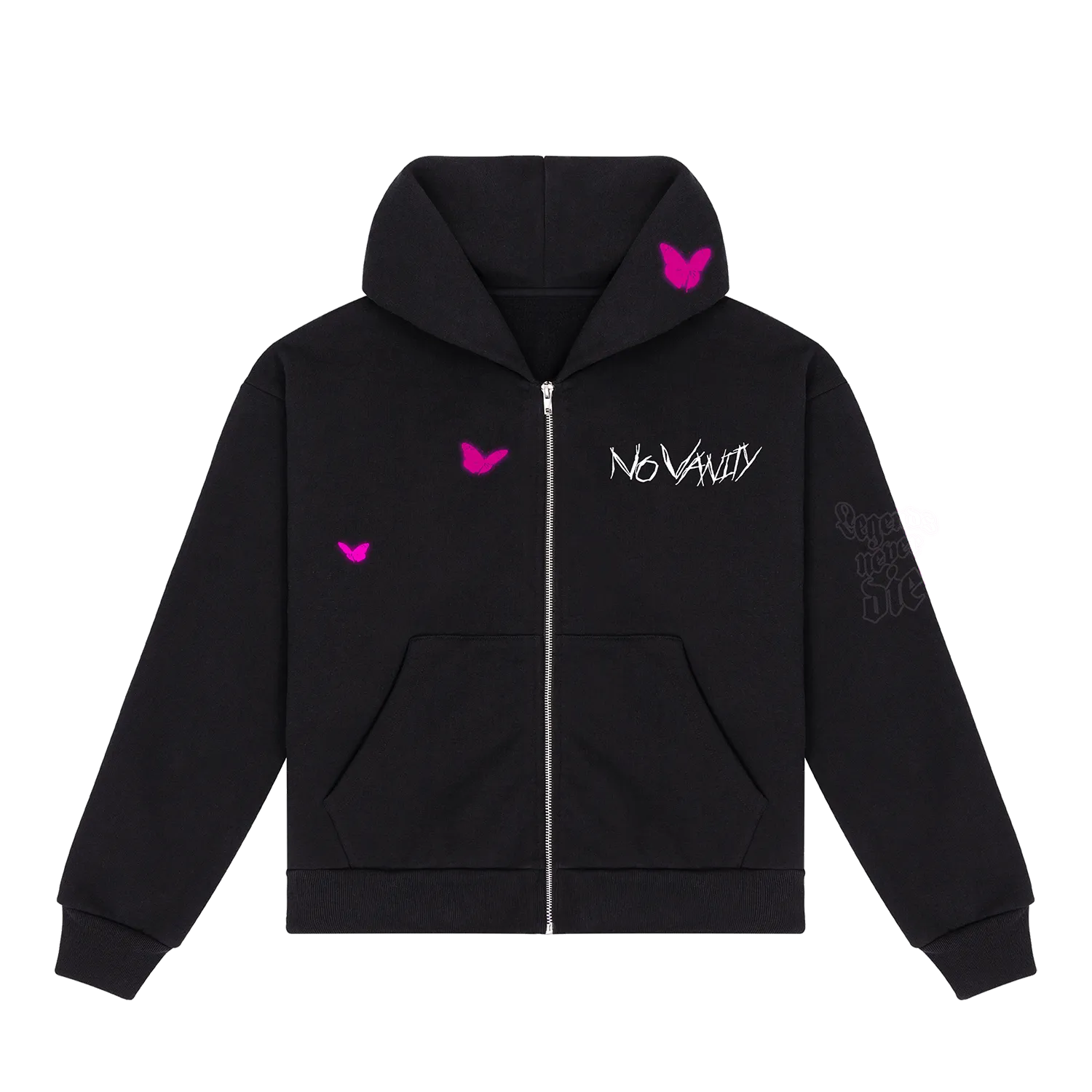 NO VANITY ZIP HOODIE - BLACK