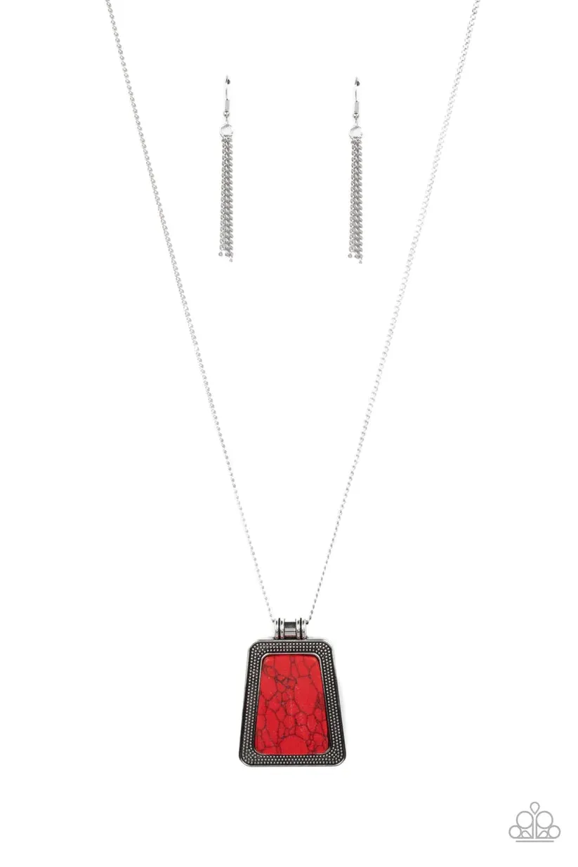 Paparazzi Private Plateau Red Necklace & Earring Set