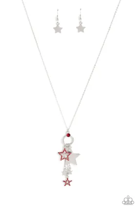 Paparazzi Starry Statutes Red Necklace & Earring Set