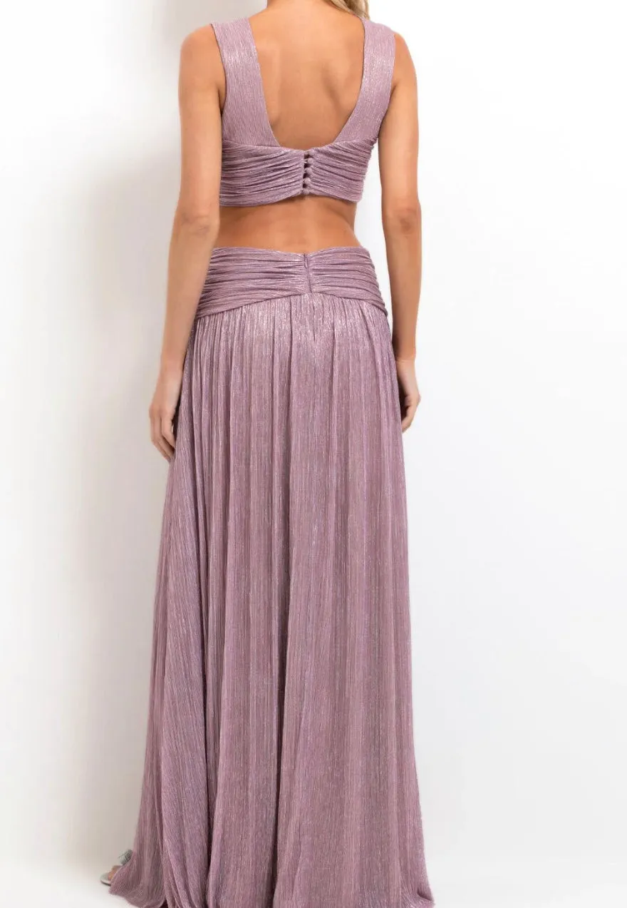 Patbo - Lurex Plunge Maxi Dress - Blush