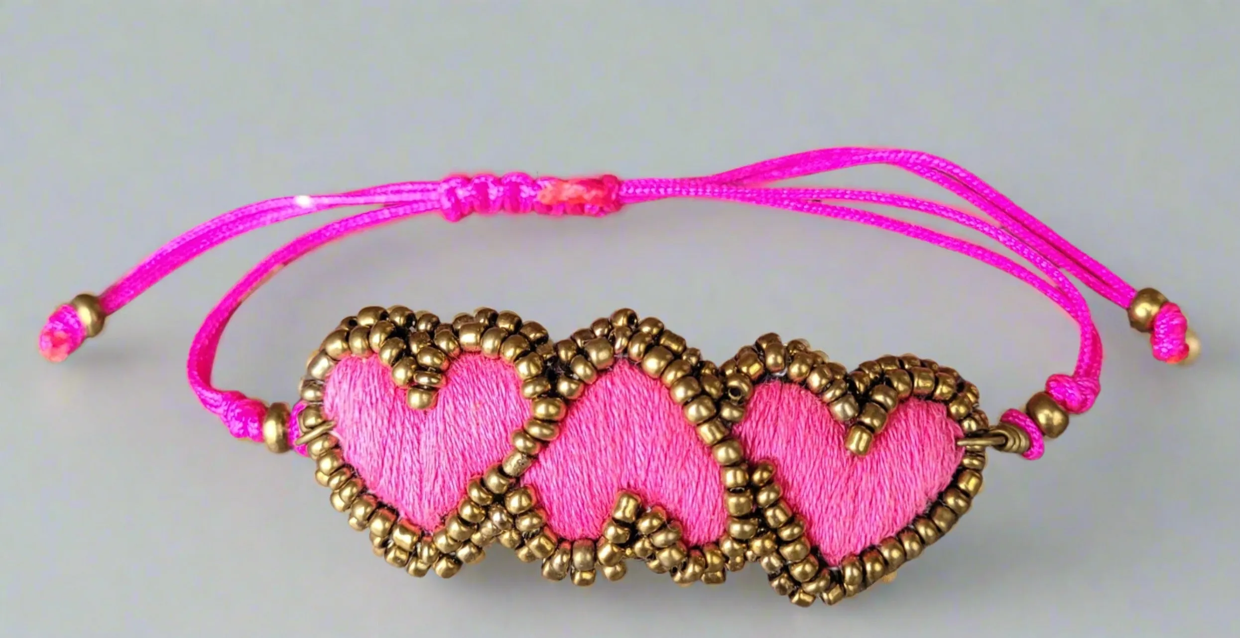 Pink 3 hearts bracelet