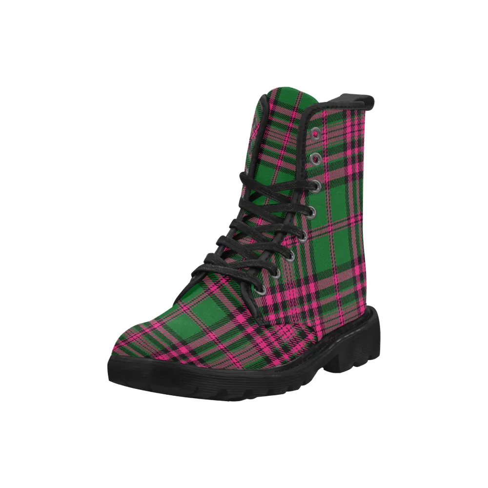 Pink Green Combat Boots