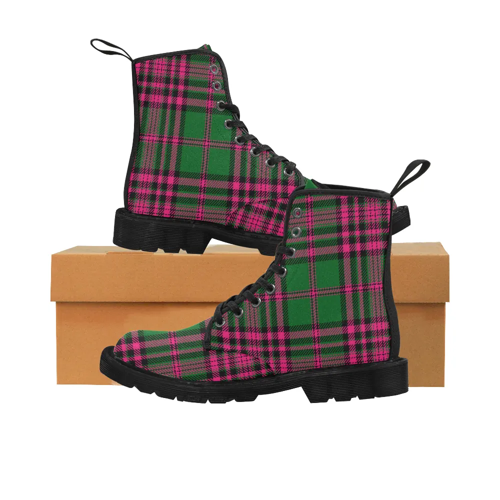 Pink Green Combat Boots