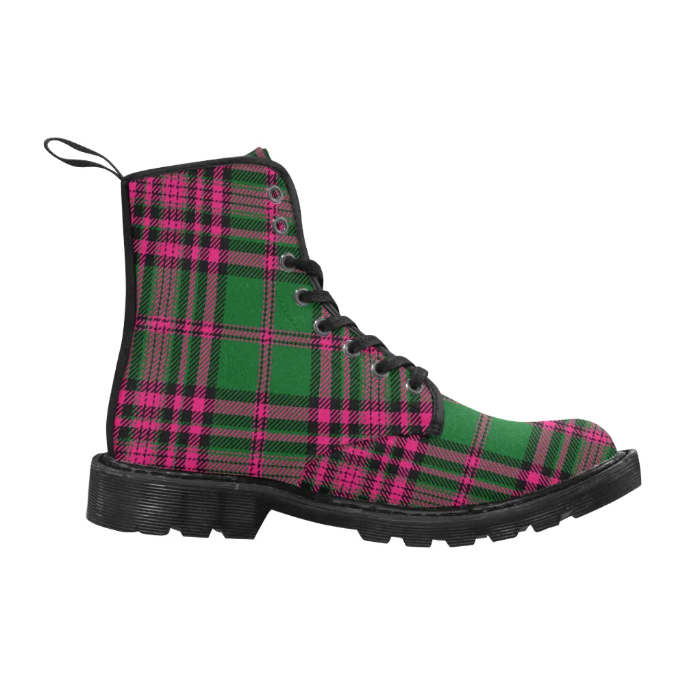 Pink Green Combat Boots