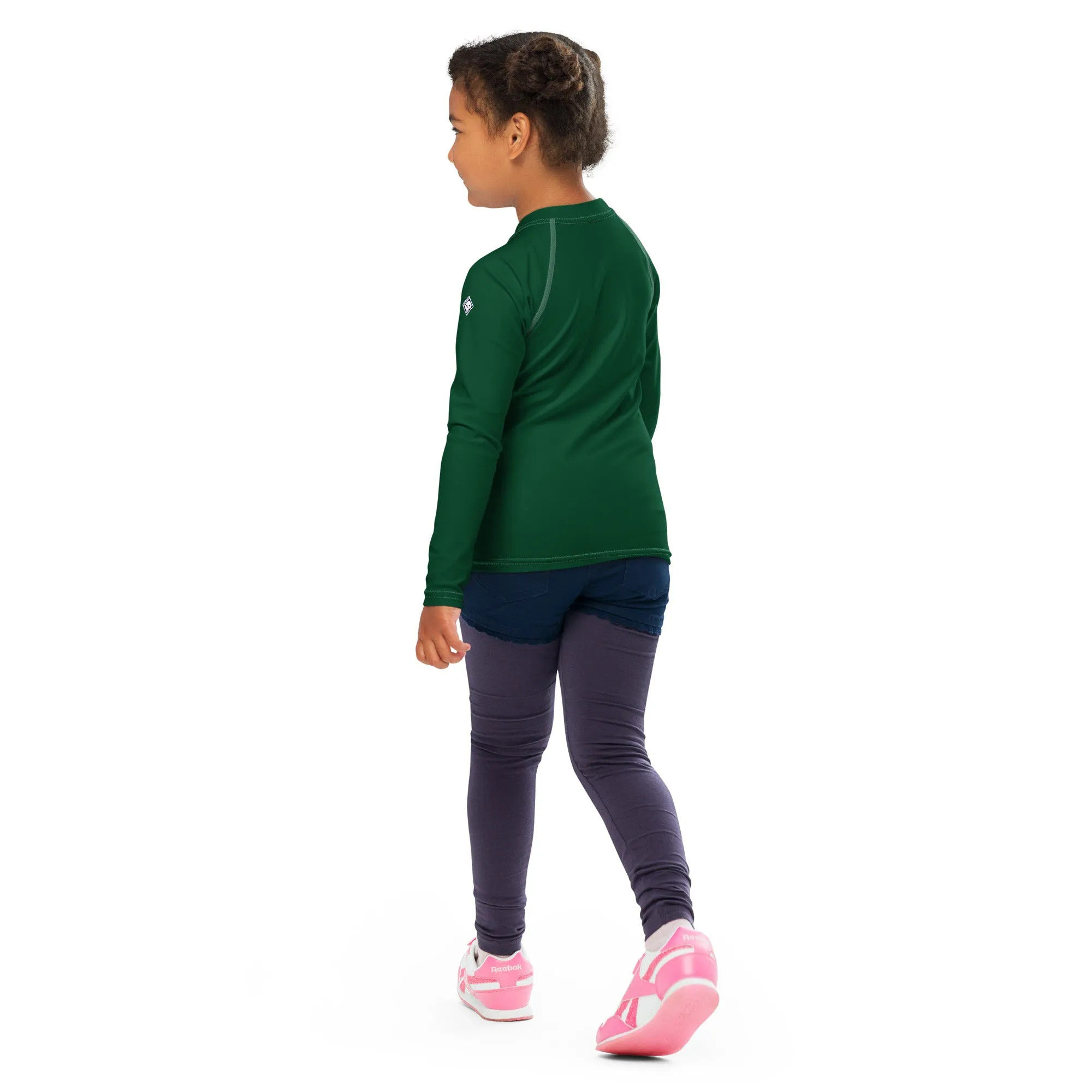 Playtime Perfection: Solid Color Rash Guards for Kids Girls - Sherwood Forest