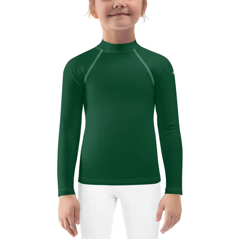 Playtime Perfection: Solid Color Rash Guards for Kids Girls - Sherwood Forest