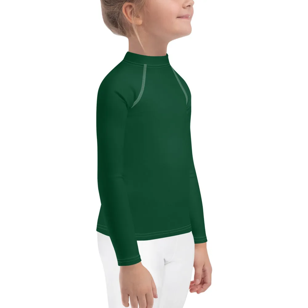 Playtime Perfection: Solid Color Rash Guards for Kids Girls - Sherwood Forest