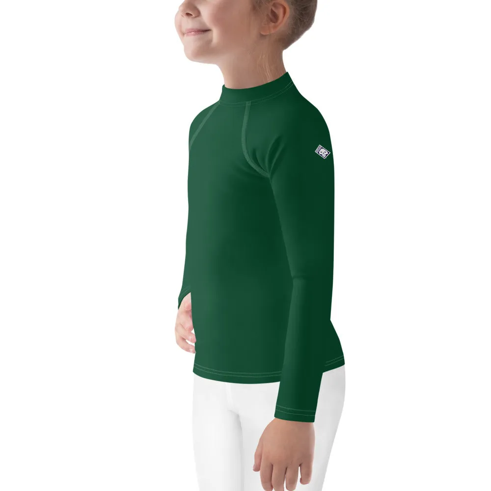 Playtime Perfection: Solid Color Rash Guards for Kids Girls - Sherwood Forest