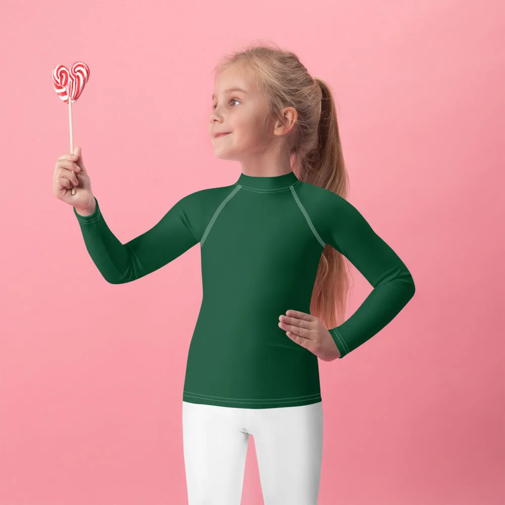 Playtime Perfection: Solid Color Rash Guards for Kids Girls - Sherwood Forest