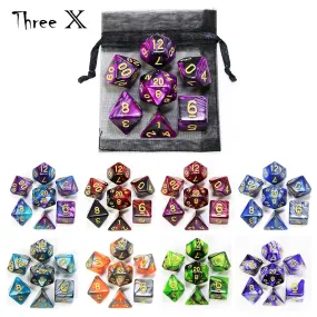 Polyhedral Dice Set with Pouch Double-Colors