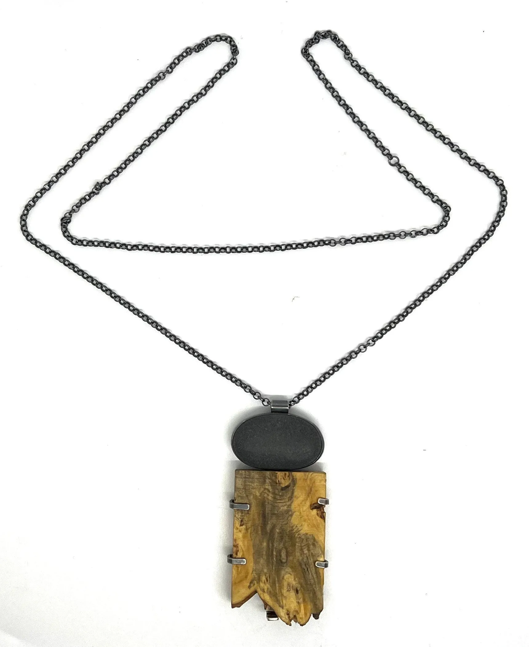 Rock and Buckeye Wood necklace