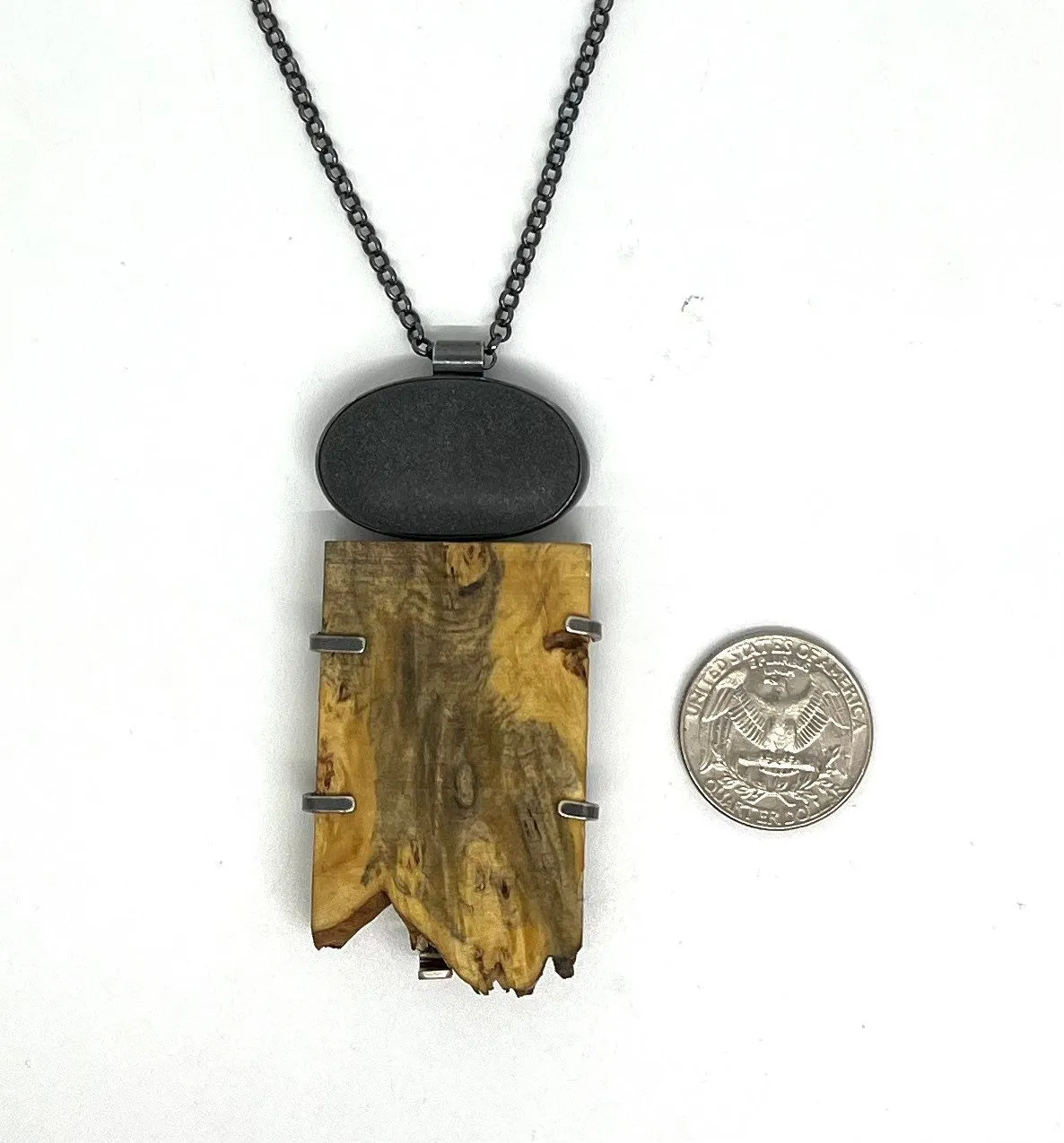 Rock and Buckeye Wood necklace