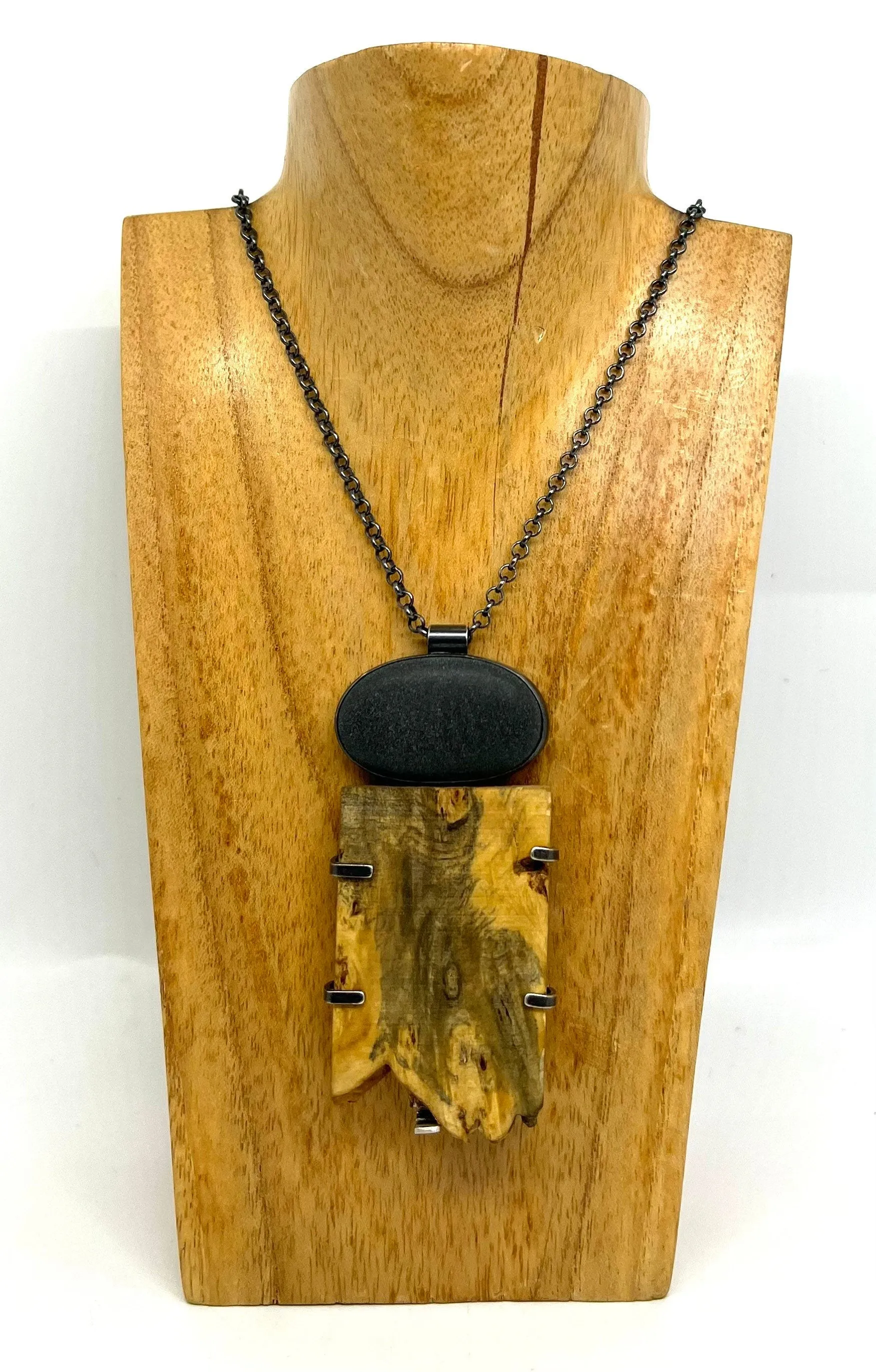 Rock and Buckeye Wood necklace