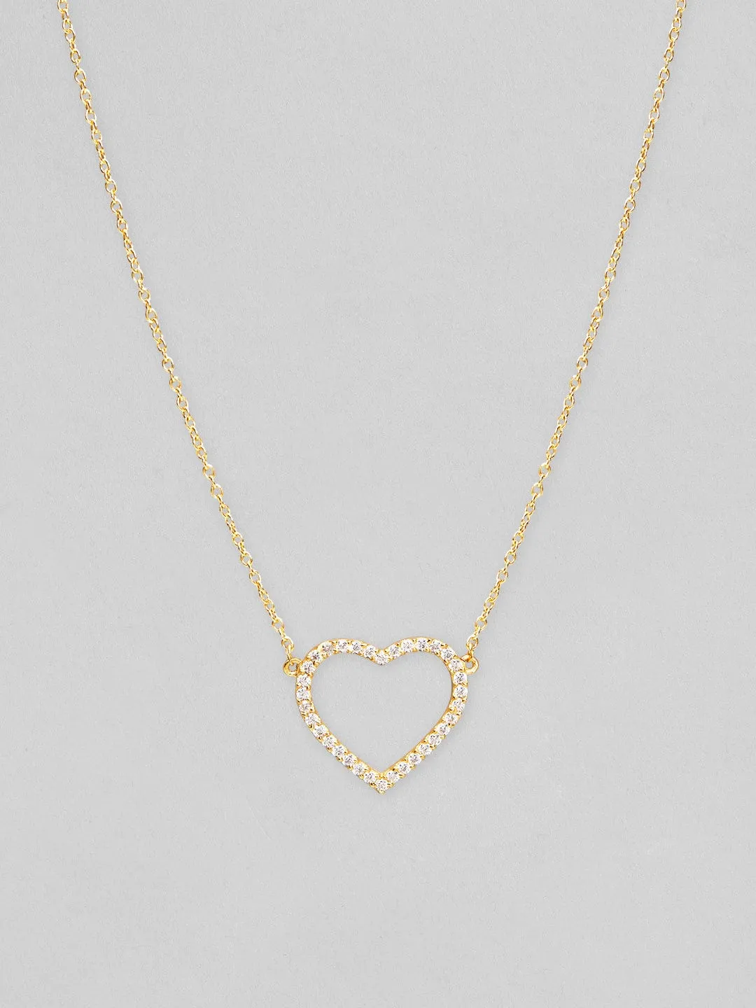 Rubans 925 Silver Glitters To The Heart Pendant Necklace - Gold Plated