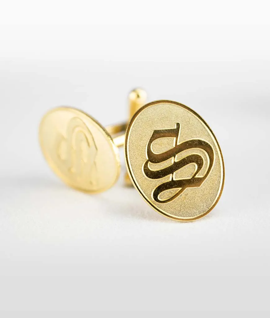 Scripted 'S' Cufflinks, Gold