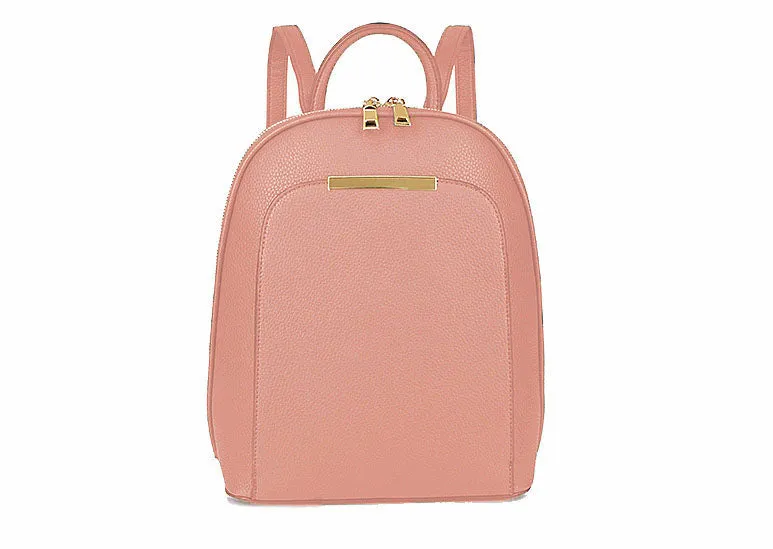 SMALL MULTI COMPARTMENT CROSS BODY BACKPACK WITH TOP HANDLE - LIGHT PINK