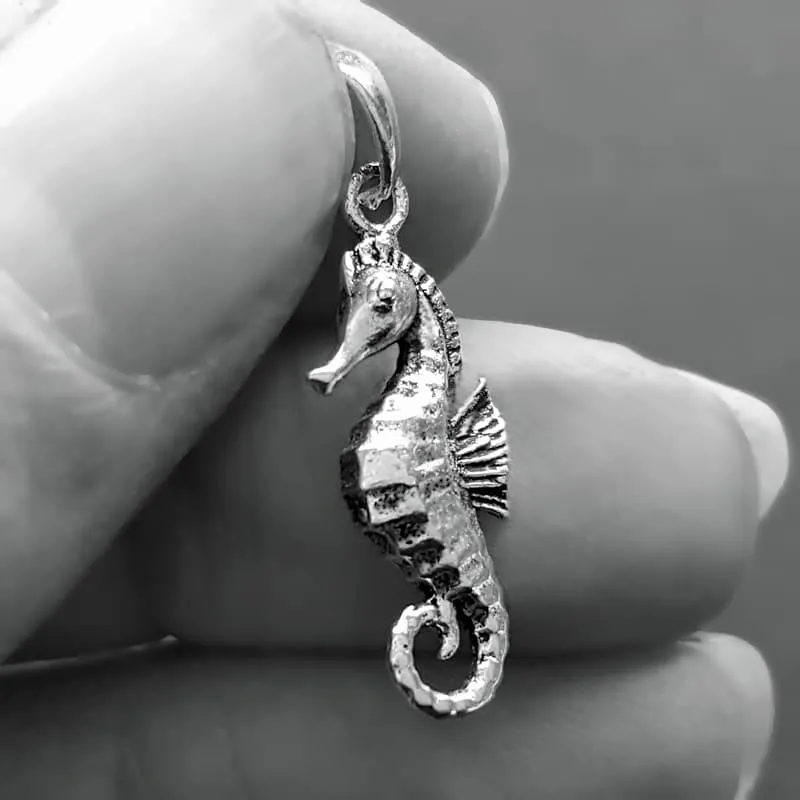 Small Seahorse Necklace, Sterling Silver