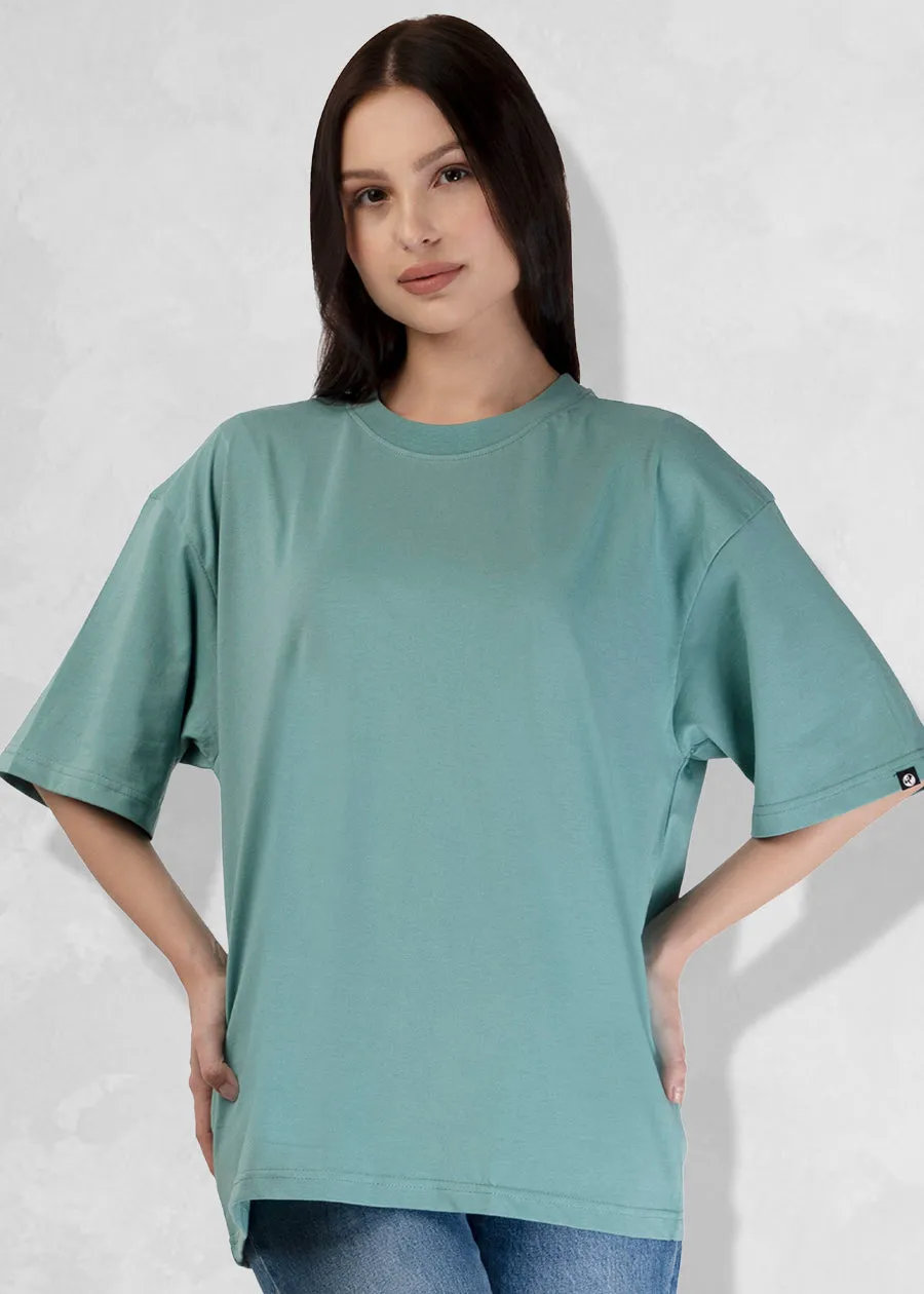 Solid Women Oversized T-Shirt - Mint Green