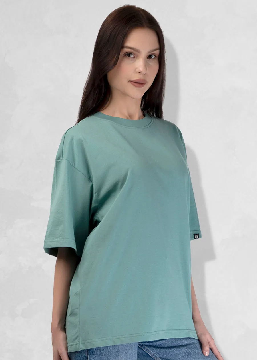 Solid Women Oversized T-Shirt - Mint Green