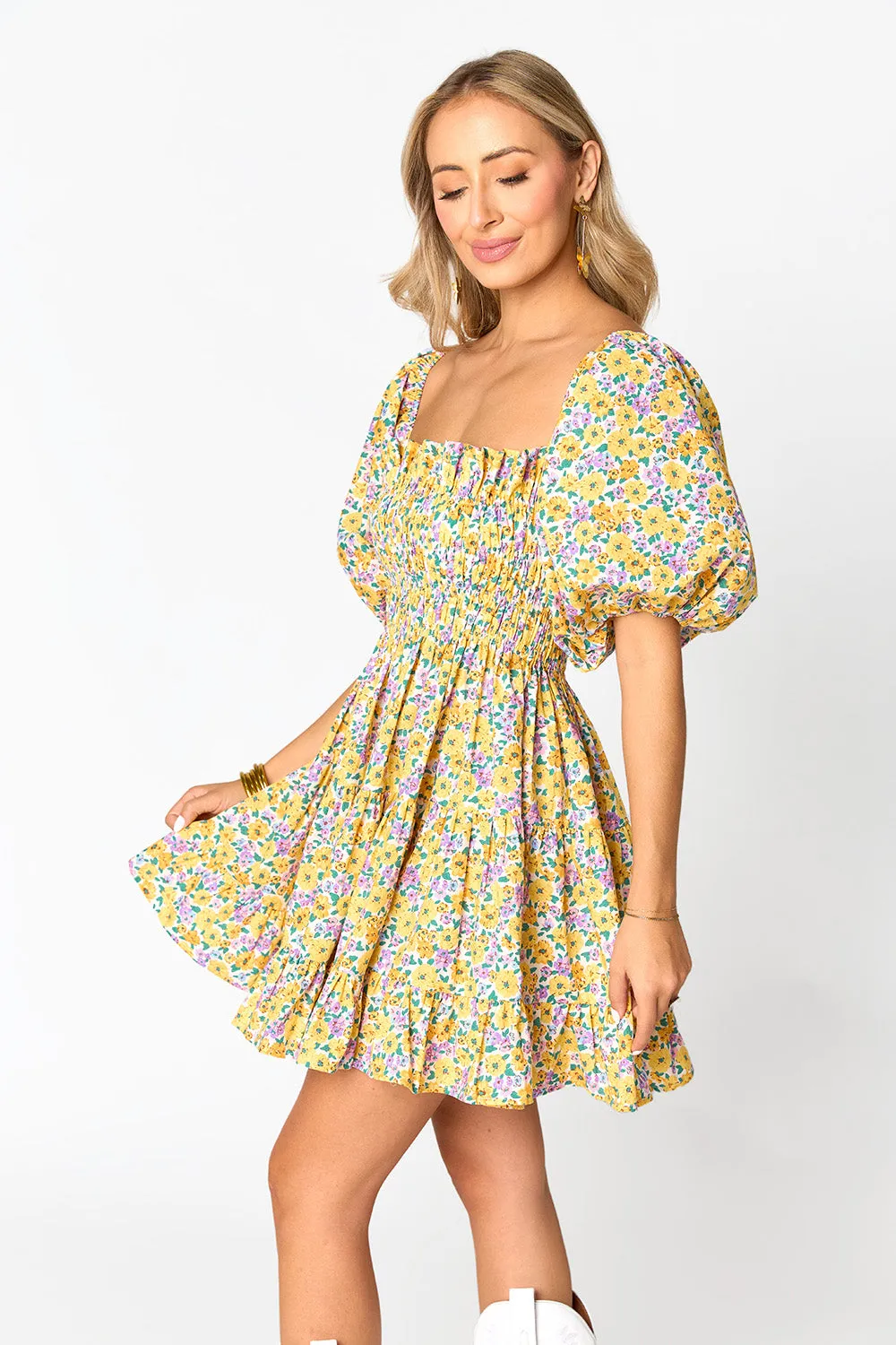 Spencer Puff Sleeve Mini Dress - Sunny Hunny