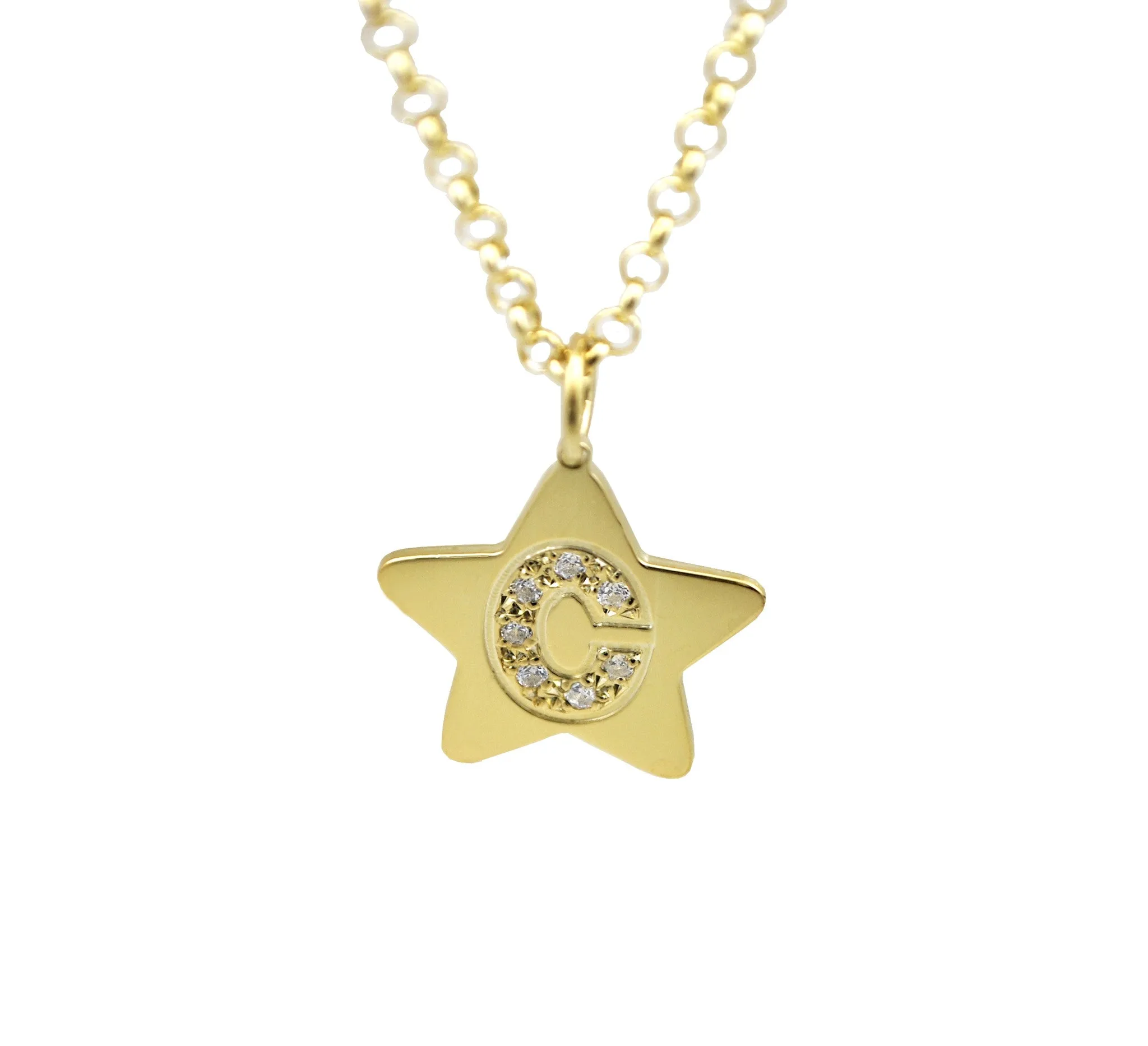 Star CZ Initial Necklace