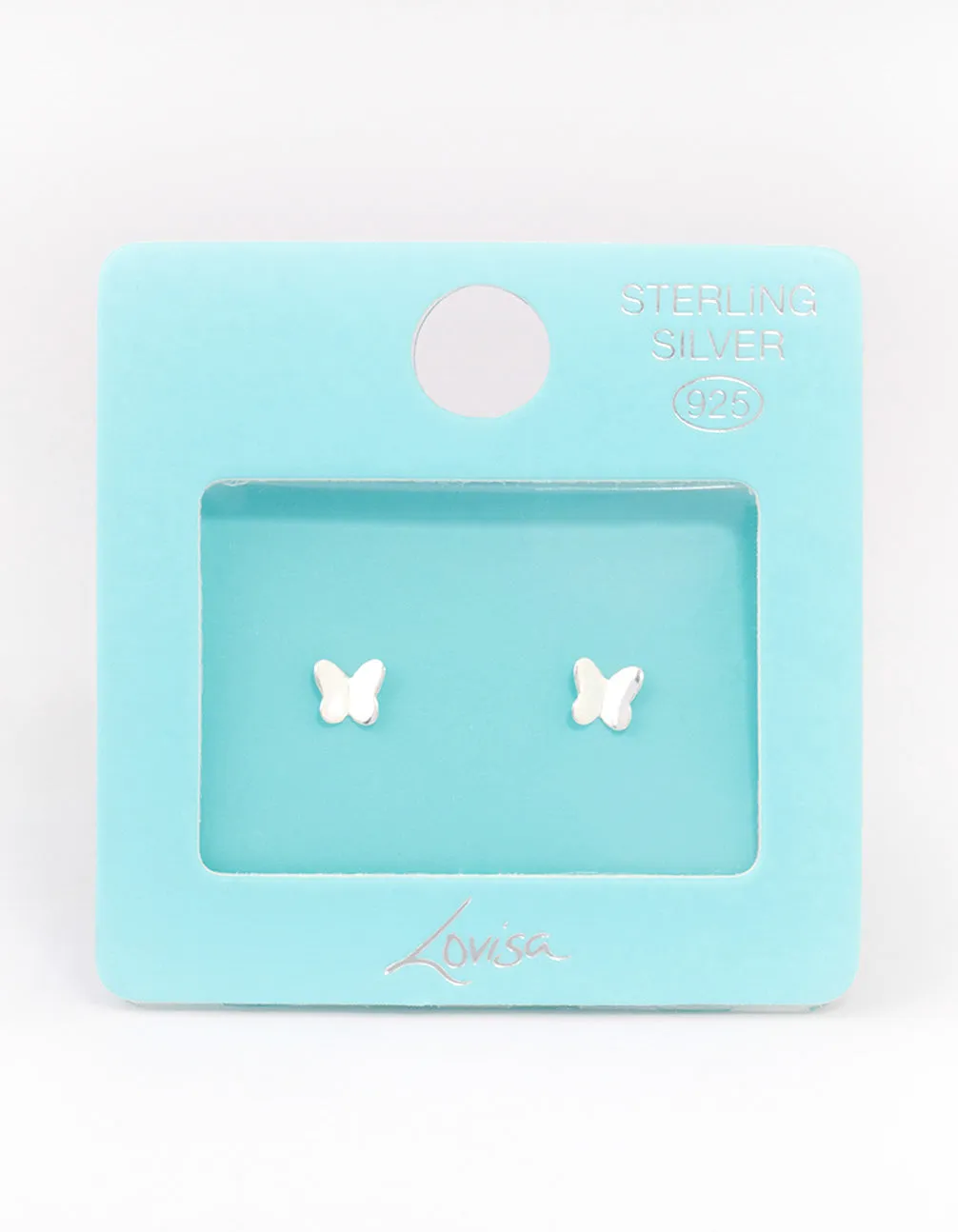 Sterling Silver Polished Butterfly Stud Earrings