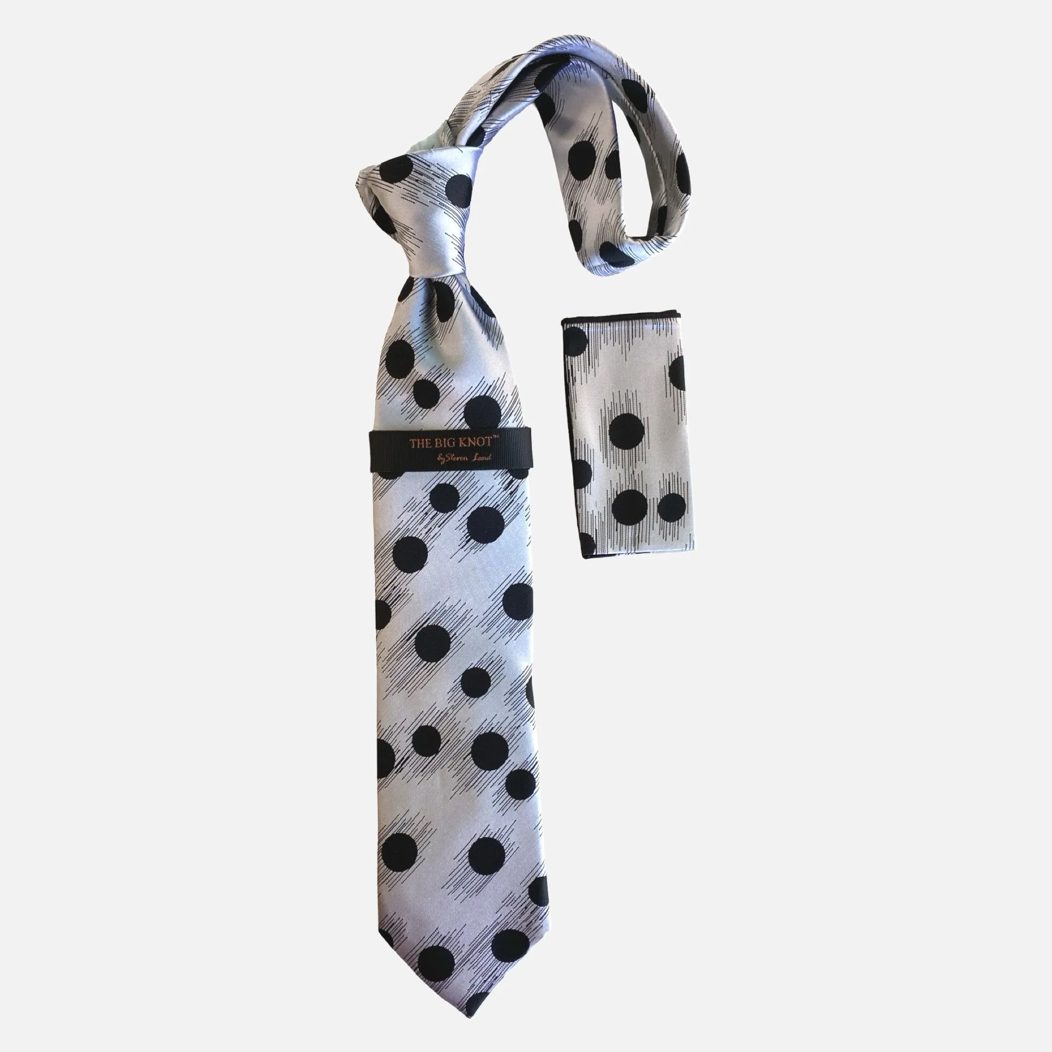 Steven Land Silk tie and Hanky “BW2423” White/Black