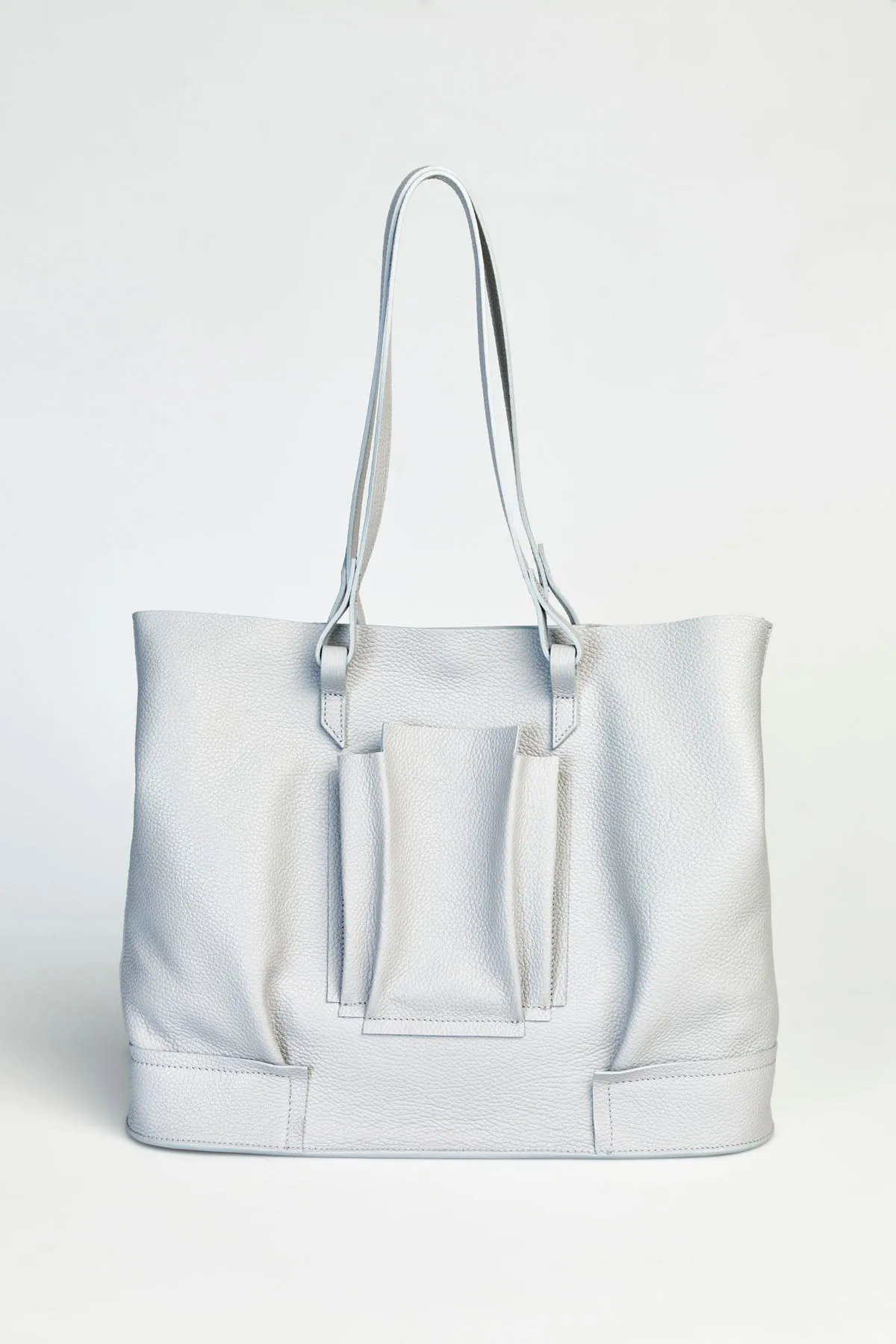 Structural Plisse Tote - Light Grey