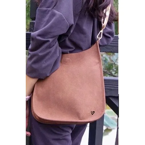 Sudbury Vegan Suede Messenger - Brown (RESTOCKS END OF AUGUST)