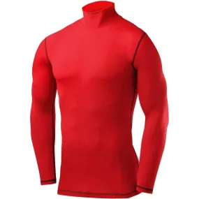 TCA PowerLayer Long Sleeve Mock Mens Compression Top - Red