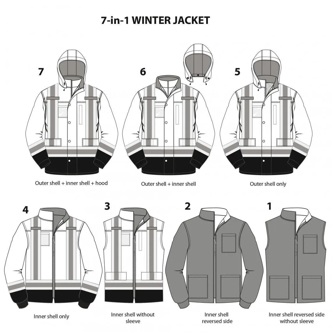 Terra Hi-Vis 7 in 1 System Winter Work Jacket - 116501 Orange