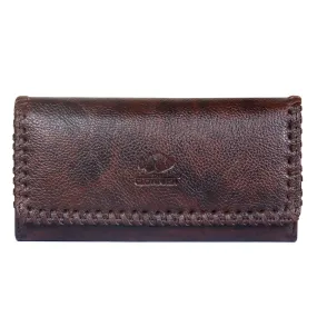 THE CLOWNFISH Alice Womens Wallet Clutch Ladies Purse with self color embroidery on flap (Dark Brown)