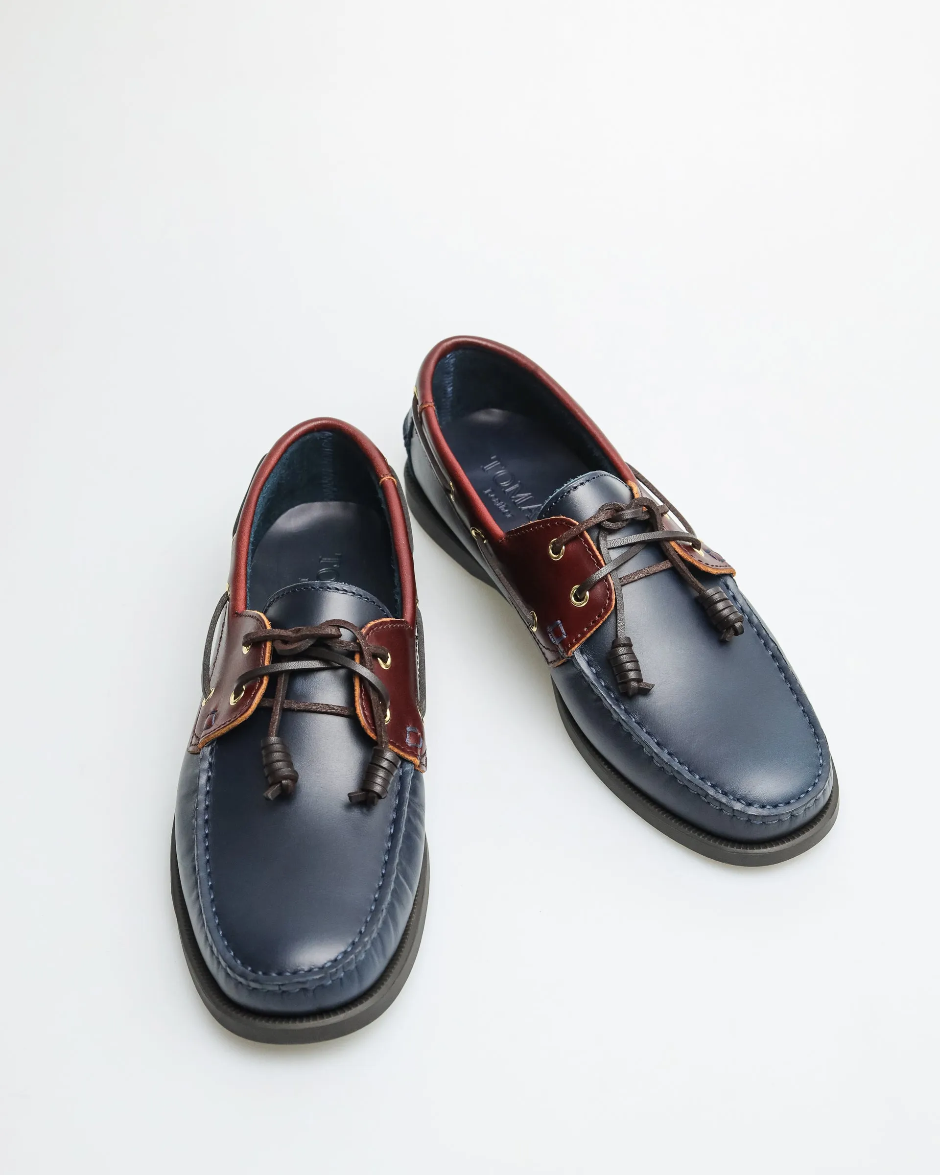 Tomaz C328 Men's Leather Boat Shoes (Navy/Wine)